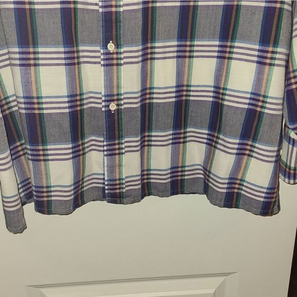 Van Heusen Sportswear Men's Purple Stripe Plaid Long Sleeve Button Down Shirt - Picture 4 of 8